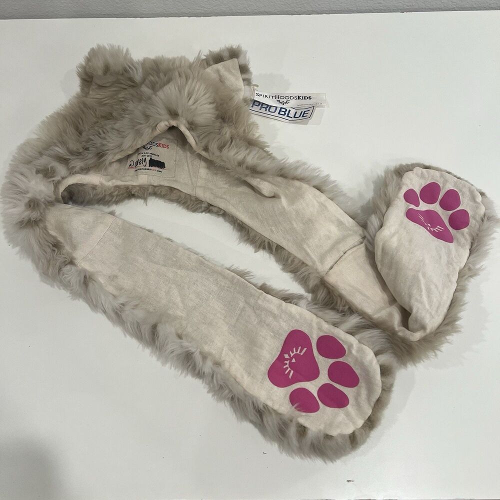 Authentic And Rare Faux Fur Spirithoods Kids Hat In Snow Leopard Print, New